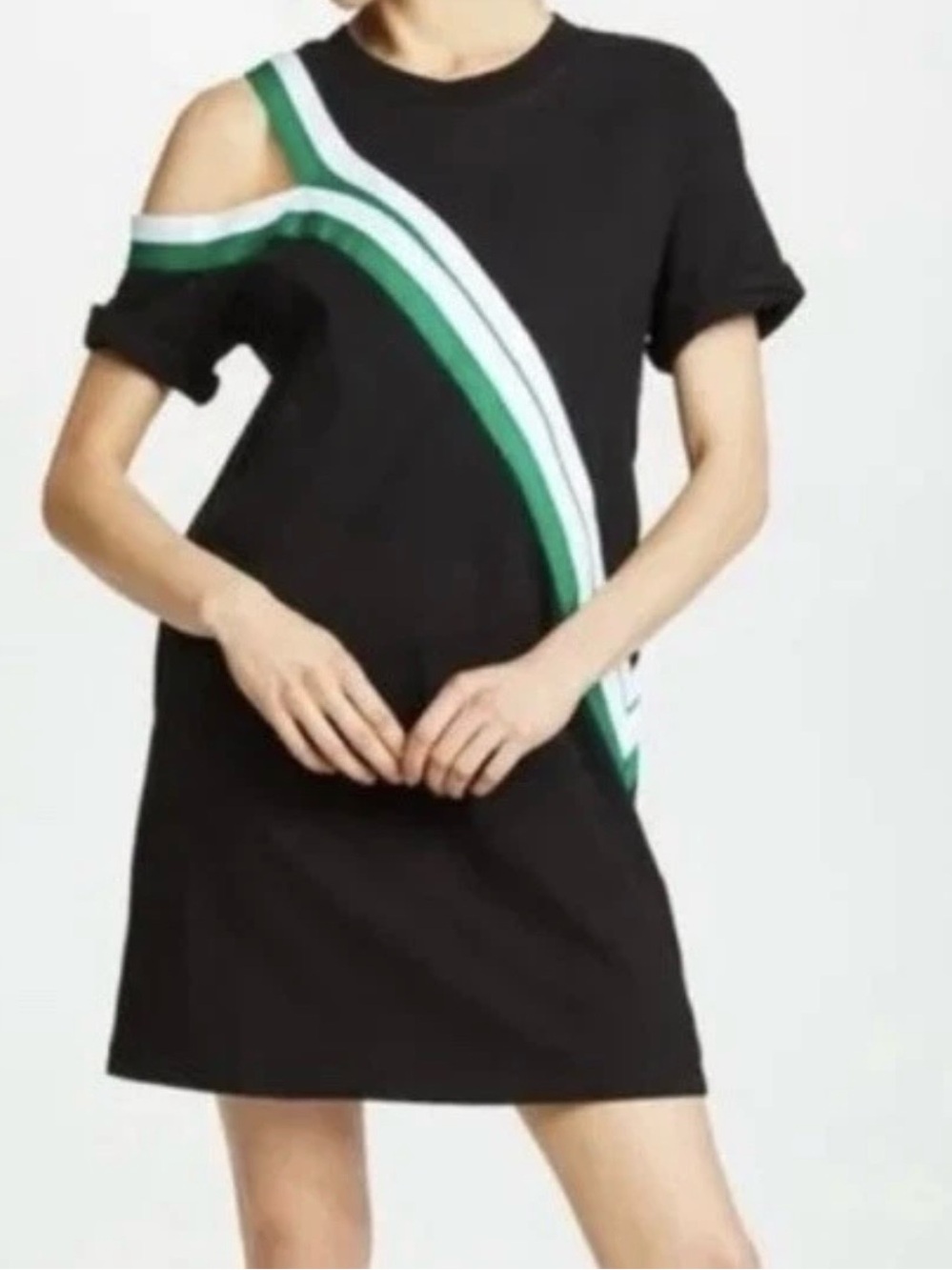 CURRENT/ELLIOTT women's Black Cold-Shoulder Tee Dress